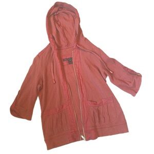 marc by marc jacobs medium womens burrnt orange 3/4 sleeve zip uo hoodie